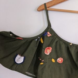 Olive Green Floral Maxi Dress